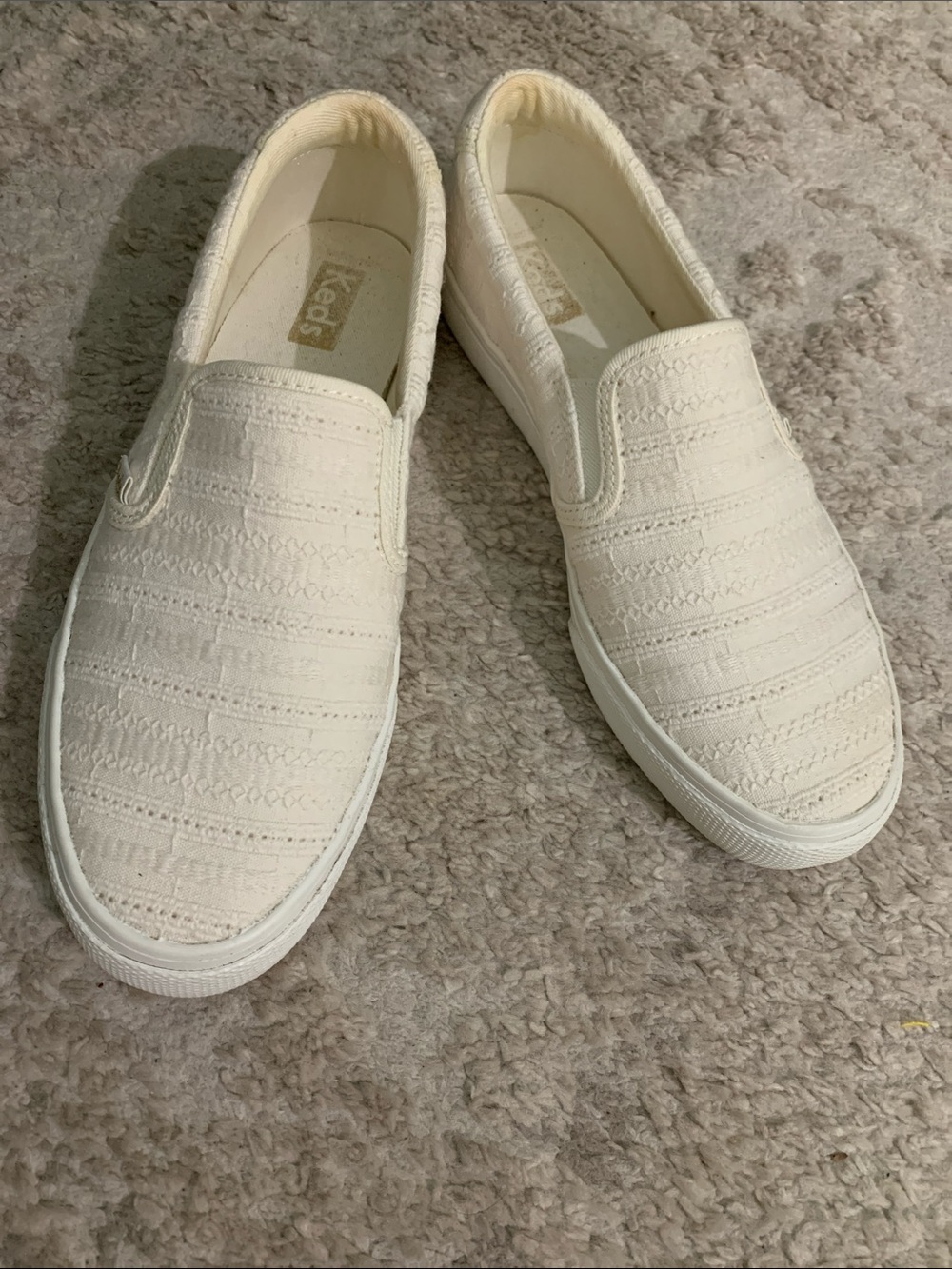 Keds Cream Textured Slip-On Canvas Sneakers